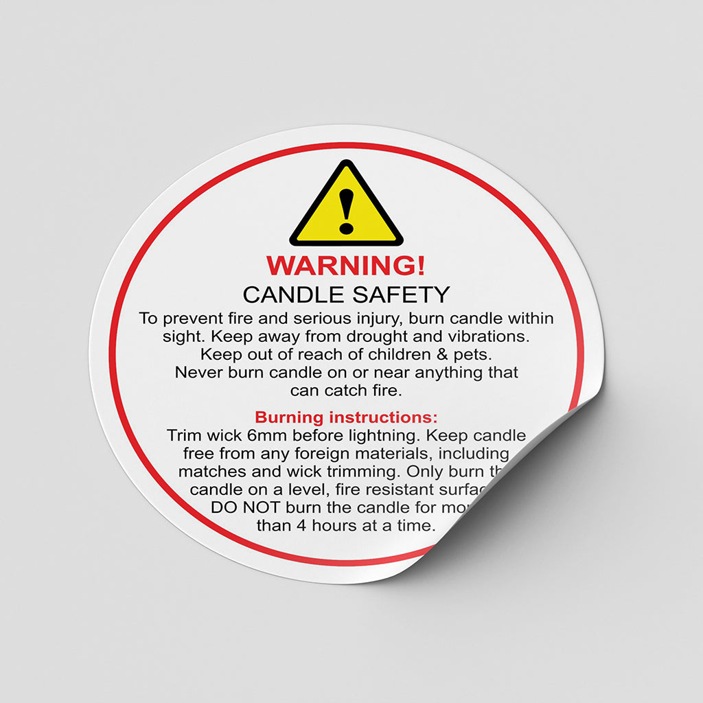 Candle Warning Label, Warning Label for Candles